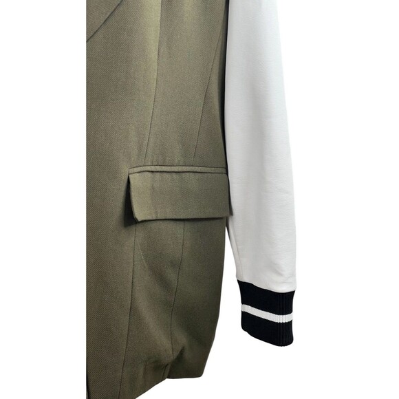 Dolce Cabo Olive Green White Varsity Collegiate Gold Button Long Sleeve Jacket L - Picture 4 of 10